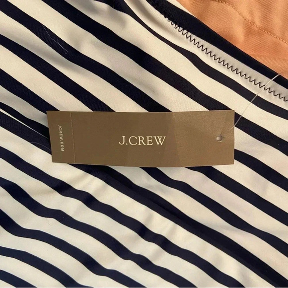 J Crew Halter Wrap Navy &White stripe Swim Dress Swimsuit Size 20 Beach Boat Sun - Picture 14 of 16